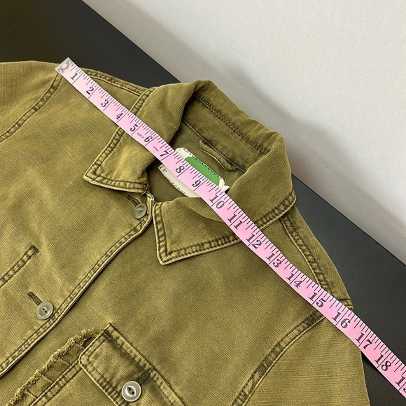 Anthropologie Olive Green Patch Ruffle Pockets Size Small Jacket - Picture 12 of 15